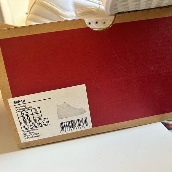 Vans White High-Top Sk8-Style Canvas Sneakers - Picture 3 of 4